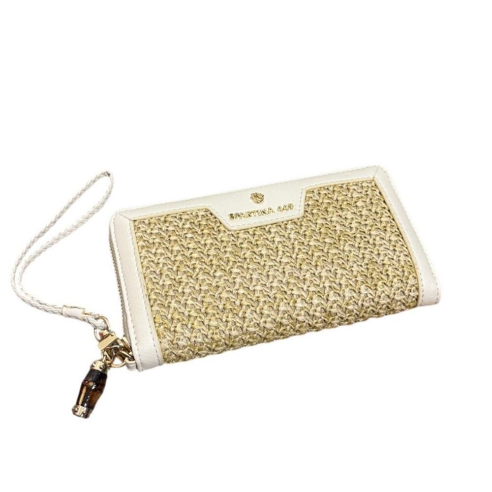 NWOT Spartina 449 Bamboo Chic Zip Wallet - Pearl